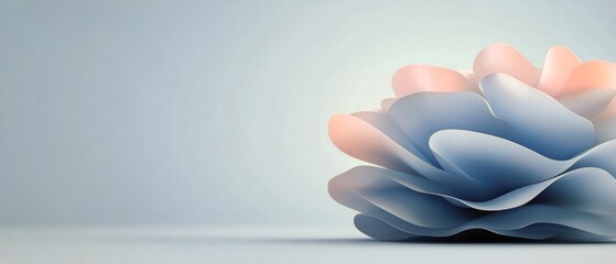 Poster - A delicate flower sculpture with smooth curves and gradient colors rests on a minimal surface