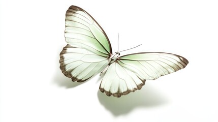 Poster - A delicate butterfly with pale green wings, set against a white background.