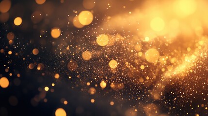 Poster - Shimmering Gold Glittering Particles on Dark Background