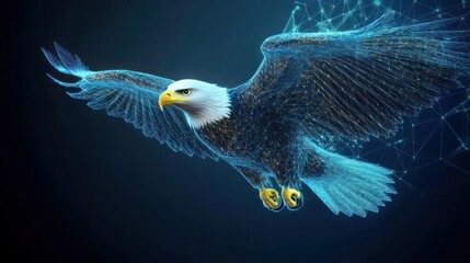 Poster - A digital representation of an eagle in flight, showcasing technology and nature.