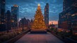 © YauheniB - Árbol de navidad iluminado en azotea