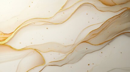 Poster - Abstract Gold Lines Flowing on White Background with Soft Texture