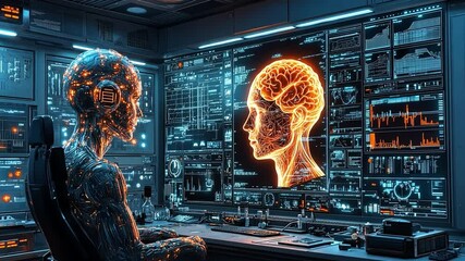 Poster - Exploring artificial intelligence with advanced neural networks in a futuristic lab setting