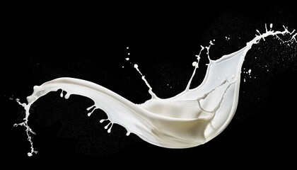 Poster - Stunning White Milk Wave Splash with Splatters and Drops HighQuality Cutout on Transparent Background for Creative Projects and Designs