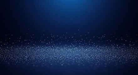Poster - Dark blue background with sparkling glitter bokeh. Shiny light particles create an abstract sparkle.