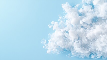 Wall Mural - Fluffy white clouds against a light blue background.