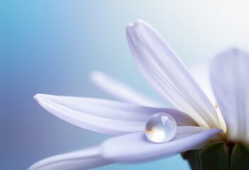 Wall Mural - white flower with water drops