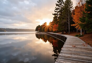 Wall Mural - sunset on the lake