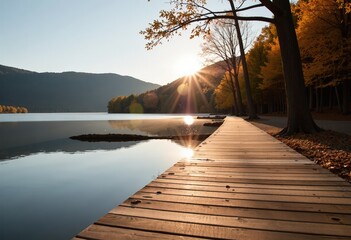 Wall Mural - sunrise over the lake