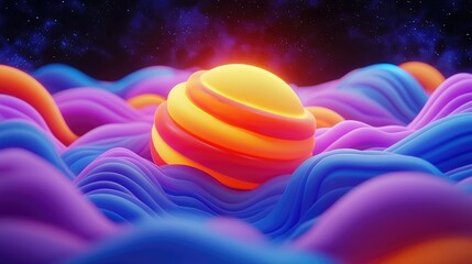 Poster - Dynamic planetary motion abstract space 3d animation vibrant colors artistic perspective cosmic concept
