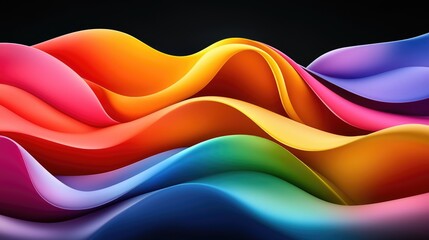 Aufkleber - Dynamic color waves flowing in abstract art digital background vibrant environment creative concept