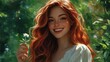 © YauheniB - Mujer sonriente con flores en la naturaleza