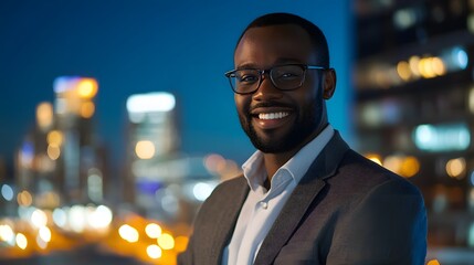 Poster - Successful entrepreneur smiling confidently in AI generated illustration