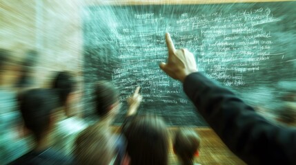 Poster - Teacher pointing at a chalkboard AI generated illustration