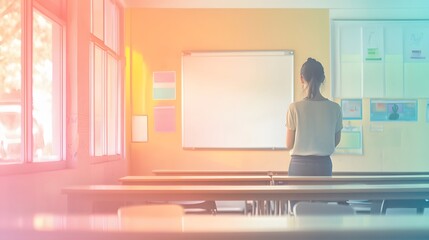 Poster - teacher standing at a whiteboard ai generated illustration