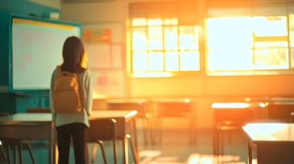 Poster - teacher standing at a whiteboard ai generated illustration