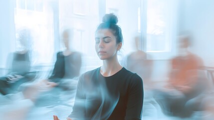 Poster - Therapist guiding mindfulness exercises blurred AI generated illustration
