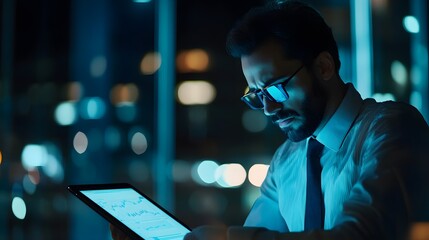Poster - Trader monitoring stock prices on AI generated illustration