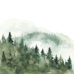 a watercolor illustration of soft spring mist in the forest, isolated on a white background. soft sp