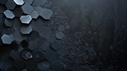 Poster - Intricate black hexagonal patterns create a striking abstract surface with subtle texture and depth