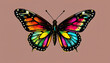 © Go - Butterfly vintage authentic hand drawn ink brush black illustration, Colored gel lighting, with white tones