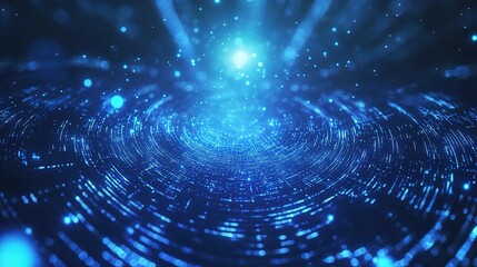 Poster - Futuristic Digital Interface with Blurry Blue Light Patterns