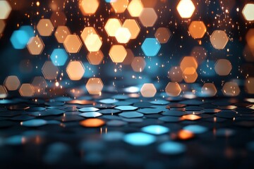 Poster - Colorful hexagonal patterns create a shimmering effect in a vibrant light environment