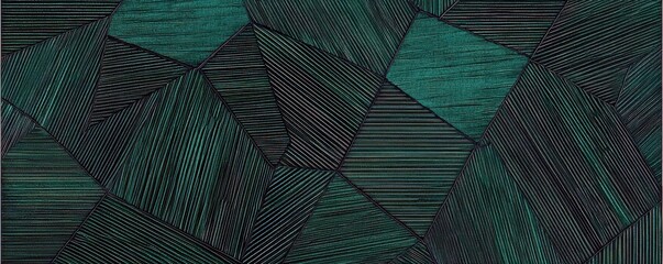Poster - Abstract geometric background with textured dark green shapes and lines suitable for modern design, art, and decor use in various creative projects