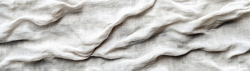 Aufkleber - Textured White Fabric Background with Soft Waves, Perfect for Minimalist Designs, Backgrounds, and Artistic Projects, Emphasizing Light and Shadow