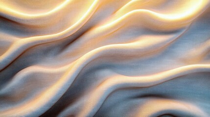 Poster - Smooth and Elegant Draped Fabric Texture with Soft Waves and Warm Light, Perfect for Backgrounds, Textiles, or Fashion Design Concepts