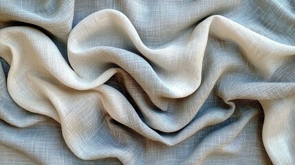 Poster - Soft Textured Fabric Close-Up with Gentle Waves and Natural Light in Neutral Color Tones Ideal for Textile and Fashion Backgrounds