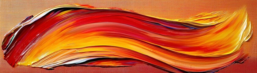 Poster - Vibrant Abstract Wave of Red and Yellow Colors Flowing Smoothly Across a Textured Canvas Background for Artistic Inspiration and Creative Design
