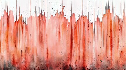 Poster - Abstract watercolor painting with dynamic vertical lines and soft orange tones creating a warm, energetic composition for artistic designs and creative projects