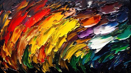 Poster - Vibrant Abstract Painting with Bold Swirls of Red, Yellow, Green, and Blue Reflecting Energy and Motion in a Colorful Expression of Art