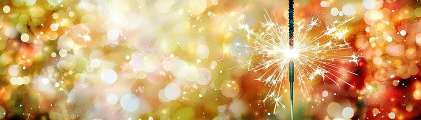 Poster - Sparkling Firework Against a Colorful Bokeh Background for Celebrations, Events, and Festive Occasions in Vivid and Joyful Settings
