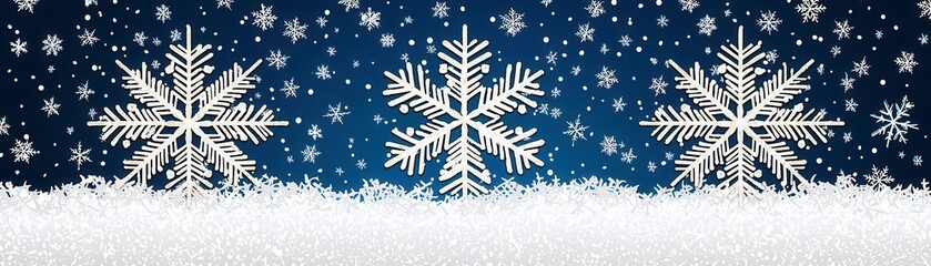 Poster - Decorative Snowflakes on a Blue Winter Background with Snowy Texture Ideal for Christmas and Holiday Themed Designs and Projects