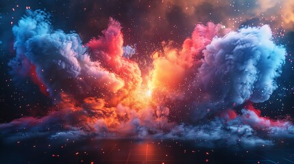 Wall Mural - colorful cloudscape with glowing embers.