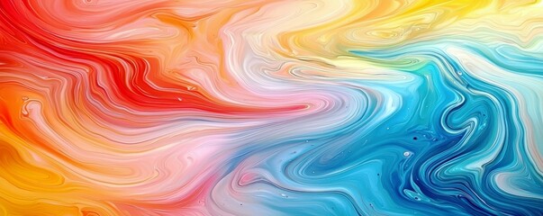 Aufkleber - Vibrant Swirling Abstract Background with Colorful Flowing Patterns in Red, Orange, Yellow, Blue, and White Shades for Creative Design Projects