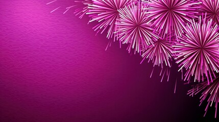 Poster - Vibrant Pink Background with Abstract Floral Shapes and Radiating Lines for Creative and Design Projects
