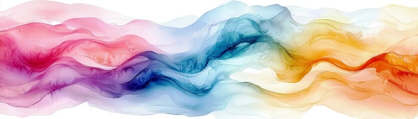 Poster - Abstract flowing design in vibrant shades of pink, blue, and yellow illustrating fluidity and artistic expression in modern digital art
