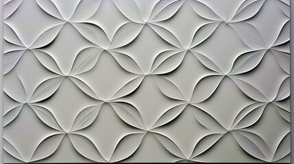 Poster - Elegant geometric pattern of textured leaves in soft gray tones creating an artistic and modern background for creative design projects and decor