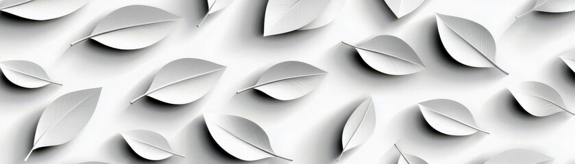 Poster - White Paper Leaves Background with Shadow Effect for Elegant and Modern Design, Ideal for Nature Themes and Minimalist Aesthetics