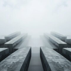 Poster - Modern Architectural Design with Minimalist Aesthetic and Fog