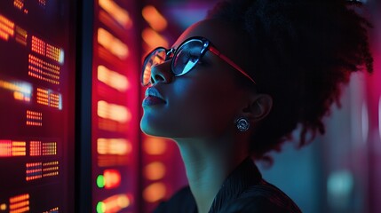 Poster - Diligent Black Woman IT Engineer Working in Technology Environment