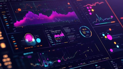Poster - Colorful Financial Dashboard Showcasing Diverse Stock Metrics