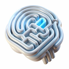 Wall Mural - Abstract Glowing Line Maze Brain Shape Symbolizing Complex Thinking AI