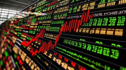 Poster - 3D Render of Stock Market Chart on LED Display Screen