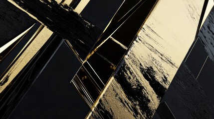 Poster - Abstract Golden and Black Pattern with Geometric Elements
