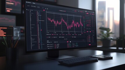 Poster - Modern Trader Interface with Dynamic Data Display on Computer Screen