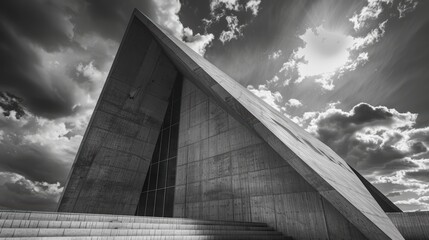 Poster - Modern Architectural Structure with Dramatic Cloudy Sky